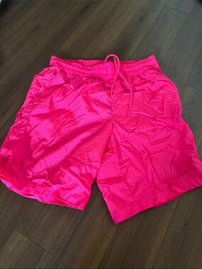 Neon Pink Elastic-Waist Women’s Bermuda Shorts